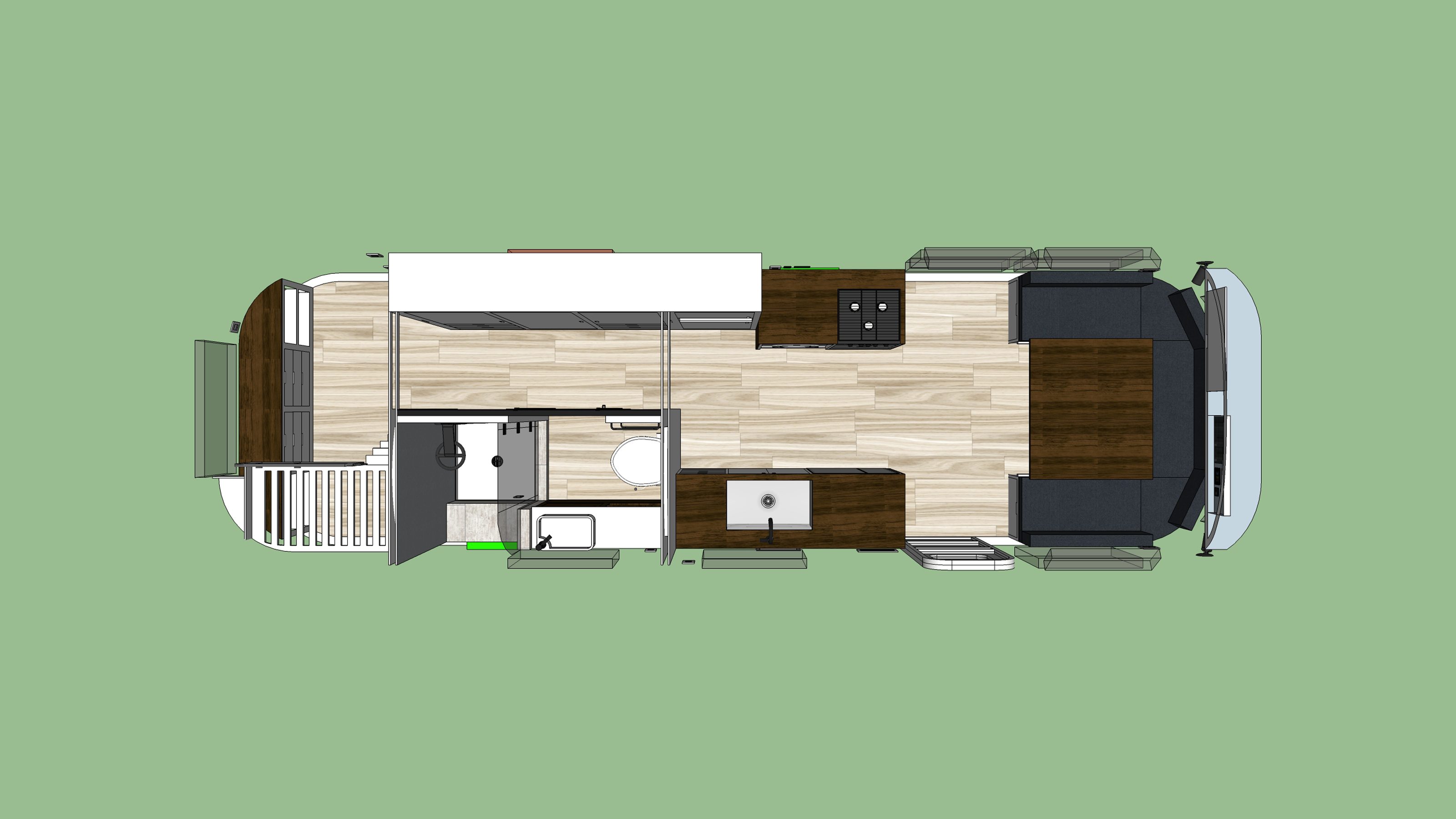 SketchUp top-down rendering of the interior layout