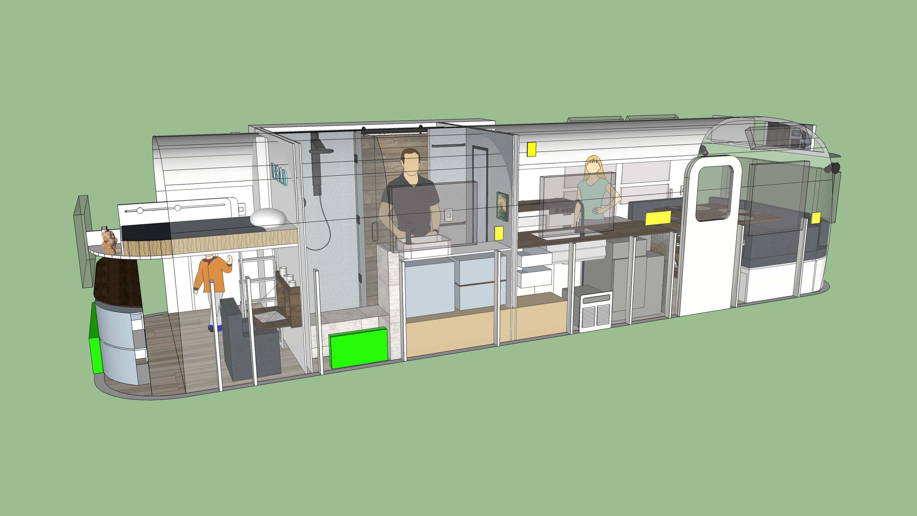 3D rendering of the interior from the front